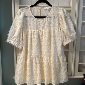 THML Cream Textured Tiered Peasant Tunic